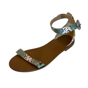 L'Agence Sandal Ankle Strap Flat Snake Print 8